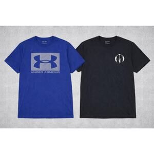 2 Shirt Lot Under Armour Logo Tee + One For The Road Graphic T-Shirt Casual Lot